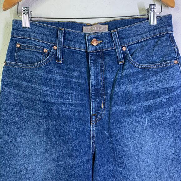 POINT SUR J CREW Jeans 30 Wide Leg Crop High Rise Denim 5 Pocket Zip Fly Casual - Picture 4 of 14